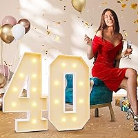 imprsv 3FT 40th Birthday Decorations Numbers: 40th Birthday Party Anniversary Decorations Large Light Up Numbers 40 for Men Women