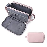 BAGSMART Toiletry Bag for Women, Cosmetic Makeup Bag Organizer, Travel Bag for Toiletries, Dopp Kit Water-resistant Shaving Bag for Accessories, Pink-Standard