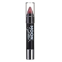Holographic Glitter Paint Stick / Body Crayon makeup for the Face & Body by Moon Glitter - 0.12oz - Red
