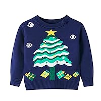 Teen Girl Sweaters Fall Toddler Boys Girls Christmas Trees Cartoon Sweater Long Sleeve Warm Knitted Kid Sweatshirts