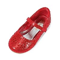 DREAM PAIRS Toddler Girl's Dress Shoes Mary Jane Rhinestone Ballerina Flat for Party, Birthday, Performance, Wedding