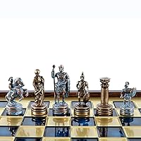 Greek Roman Army Chess Set - Blue&Copper - Wooden case - Blue Board