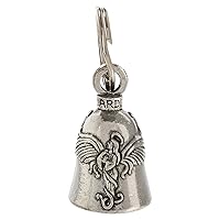 Guardian Bell Religious Good Luck Bell w/Keyring & Black Velvet Gift Bag | Motorcycle Bell | Lead-Free Pewter | Made in USA