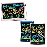 bravokids LCD Writing Tablet Doodle Board, 2pack 8.5inch&12inch Colorful Drawing Tablet Writing Pad, Girls Gifts Toys for 3 4 5 6 7 Year Old Girls Boys