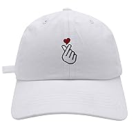 Korean Heart Finger Baseball Cap Embroidered Cotton Dad Hat - Korea Sign