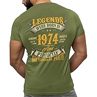50th Birthday Shirt for Men, Legends were Born in 1974, Vintage 50 Years Old T-Shirt, Left Chest & Full Back Print