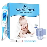 Easy@Home Ovulation Test Strips 100 Pack with 100 Urine Cups + Digital Basal Thermometer with Blue Backlight LCD Display