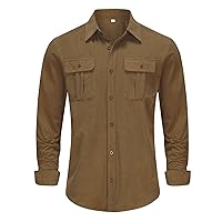 Men's Long Sleeve Dress Shirts Regular Fit Button Down Shirt Turndown Collar Wrinkle-Free Casual Shirts with Pocket