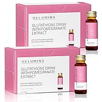 Relumins Beauty Glutathione Drink- Helps Reduce Visibility of Dark Spots, Brightens and Firms Skin, Boosts Skin Collagen Content, Increases Skin Moisture - Pomegranate Flavor Ten 50mL Drinks x 2 Packs