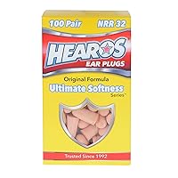 All one tech Hearos Ultimate Softness Foam 32dB NRR Soft Ear Plugs, Noise Reduction for Hearing Protection, Sleeping, Snoring, Working, Shooting, Tan, 100 Pairs, 200 Count (5299)