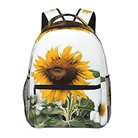 Bloom Sunflower Print Backpack Laptop Bag Cute Lightweight Casual Daypack For Men Women