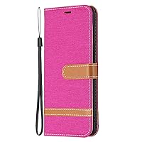 XYX Wallet Case for Samsung A11, Denim PU Leather Case Flip Folio Cover with Kickstand for Galaxy A11, Rose