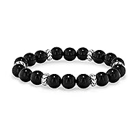 Spartan Mens Beaded Bracelet in VARIOUS styles | 10mm Gemstone Beads | 925 Sterling Silver Accent Beads