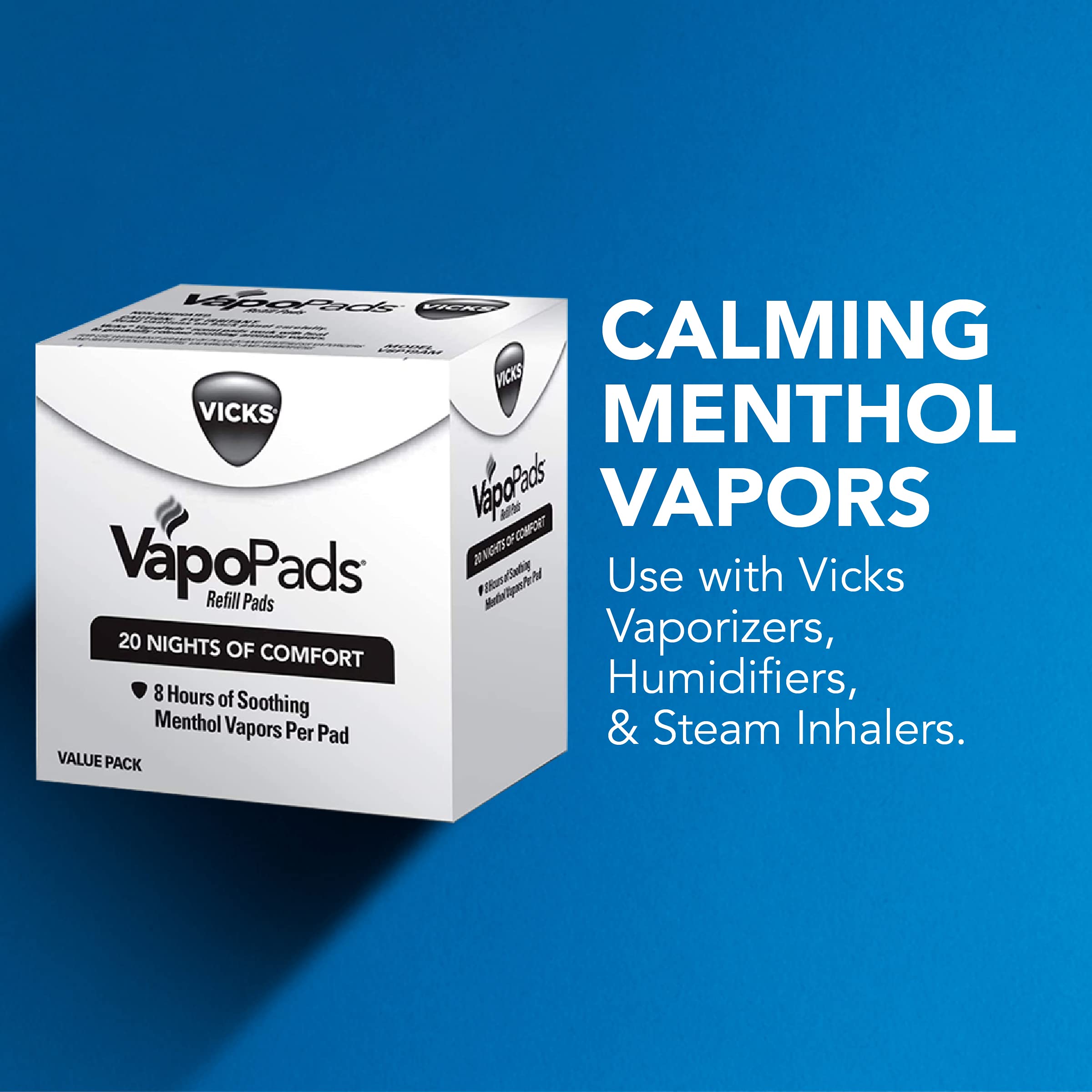 Vicks VapoPads, 20 Count – Soothing Menthol Vapor Pads for Vicks Humidifiers, Vaporizers, Waterless Vaporizers, and Plug-Ins, VSP-19