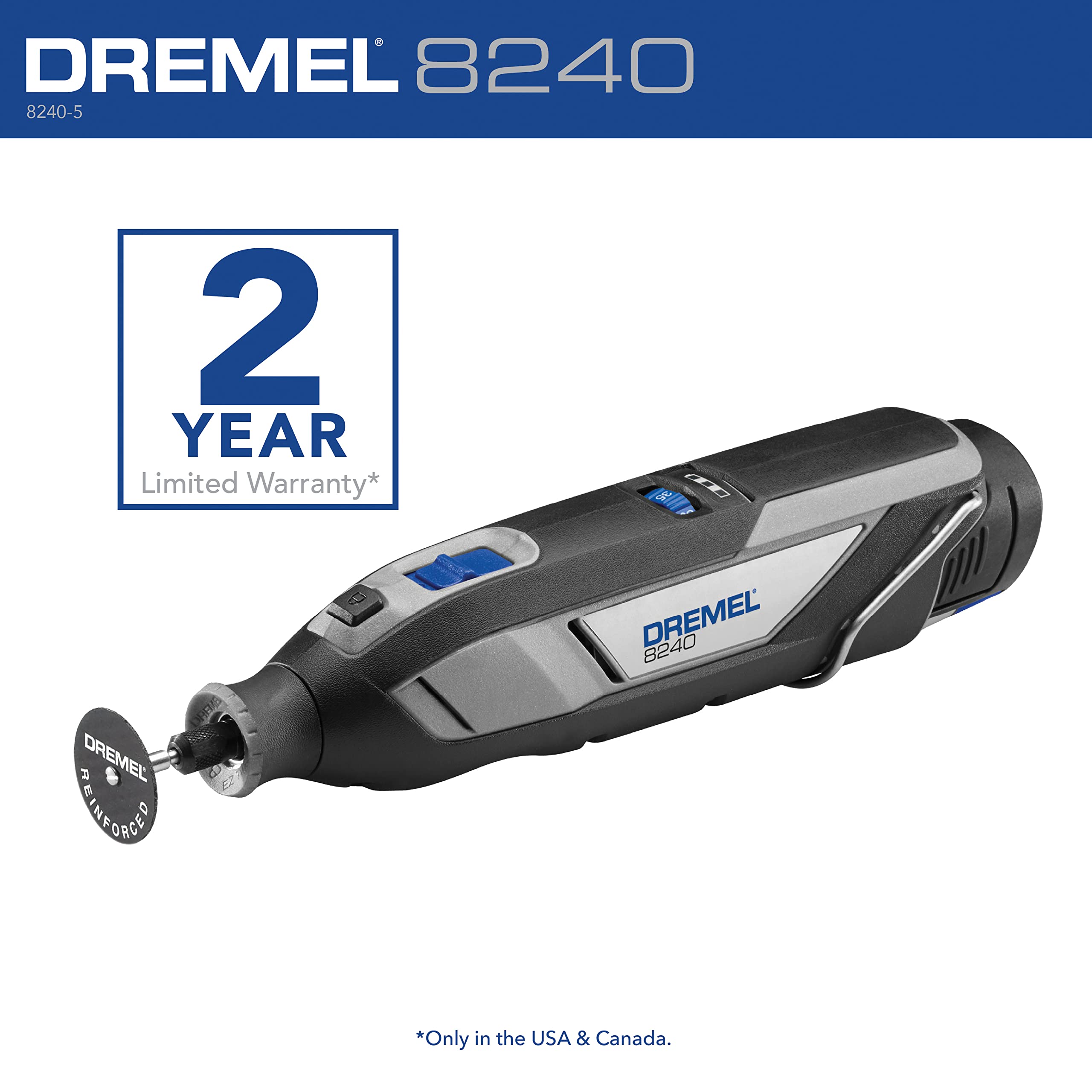 Dremel 8240 12V Cordless Rotary Tool Kit with Variable Speed and Comfort Grip -Includes 2Ah Battery Pack, Charger & More (Renewed)