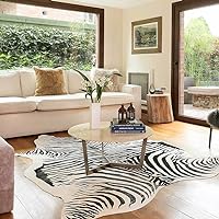Zebra Print Genuine Cowhide Rug Size 6 x 7 ft (180 cm x 210 cm).