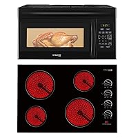 GASLAND Chef 30 Inch Over-the-Range Microwave Oven Black + Electric Cooktop 30 Inch 4 Burners