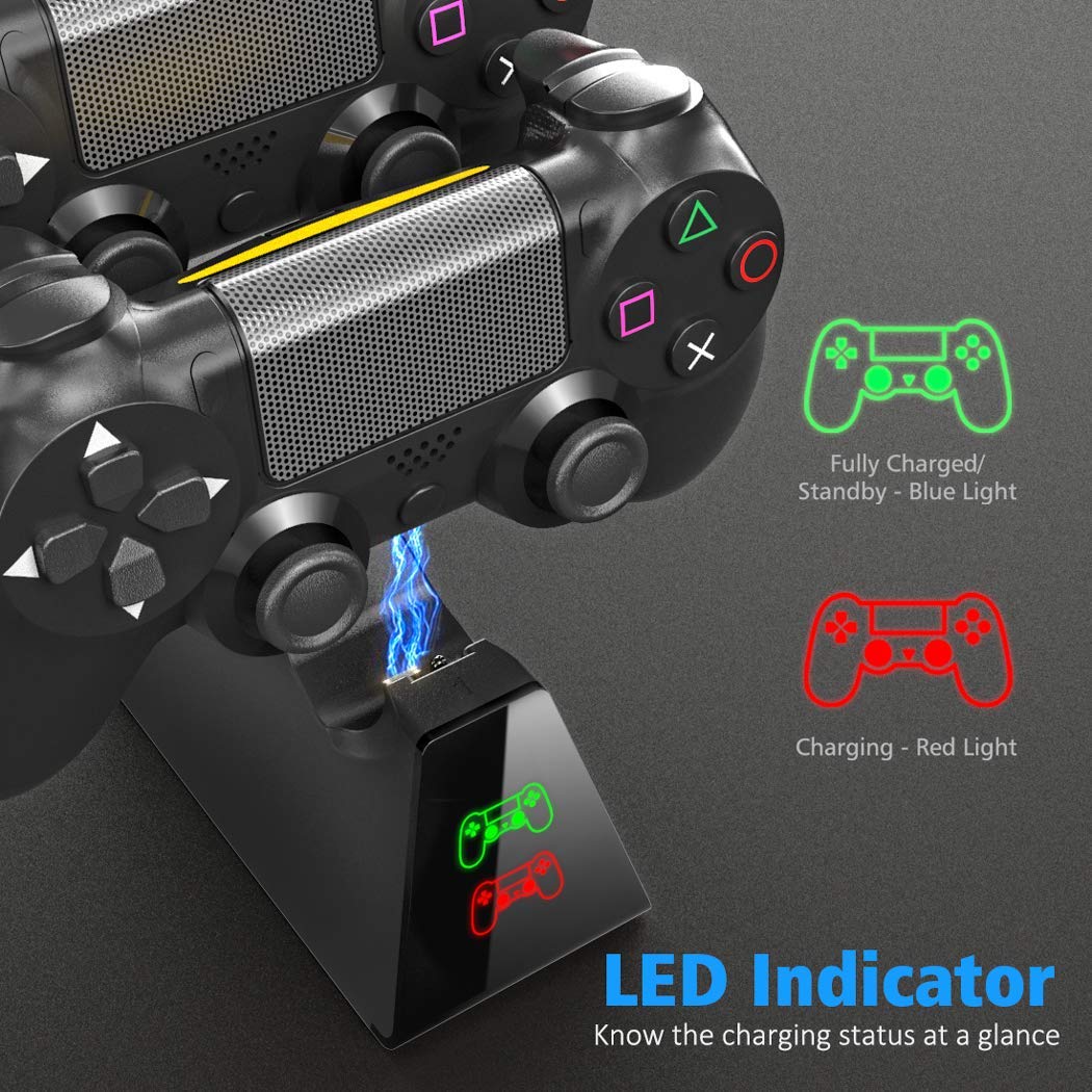 PS4 Controller Charger, DOBE Controller Charging Dock Station with LED Light Indicators Compatible with PS4/PS4 Slim/PS4 Pro Controller
