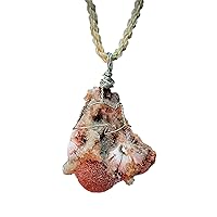 Fusion of Style and Spirit: Enhance Your Look with a Natural Thomsonite and Stilbite Pendant Set, Complemented by a Luxurious Crystal Chain