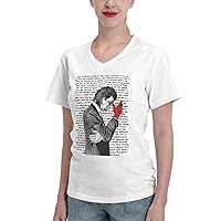 T Shirt Nick Cave and The Bad Seeds Women V Neck Tee Summer Fashion Short Sleeves Shirts White