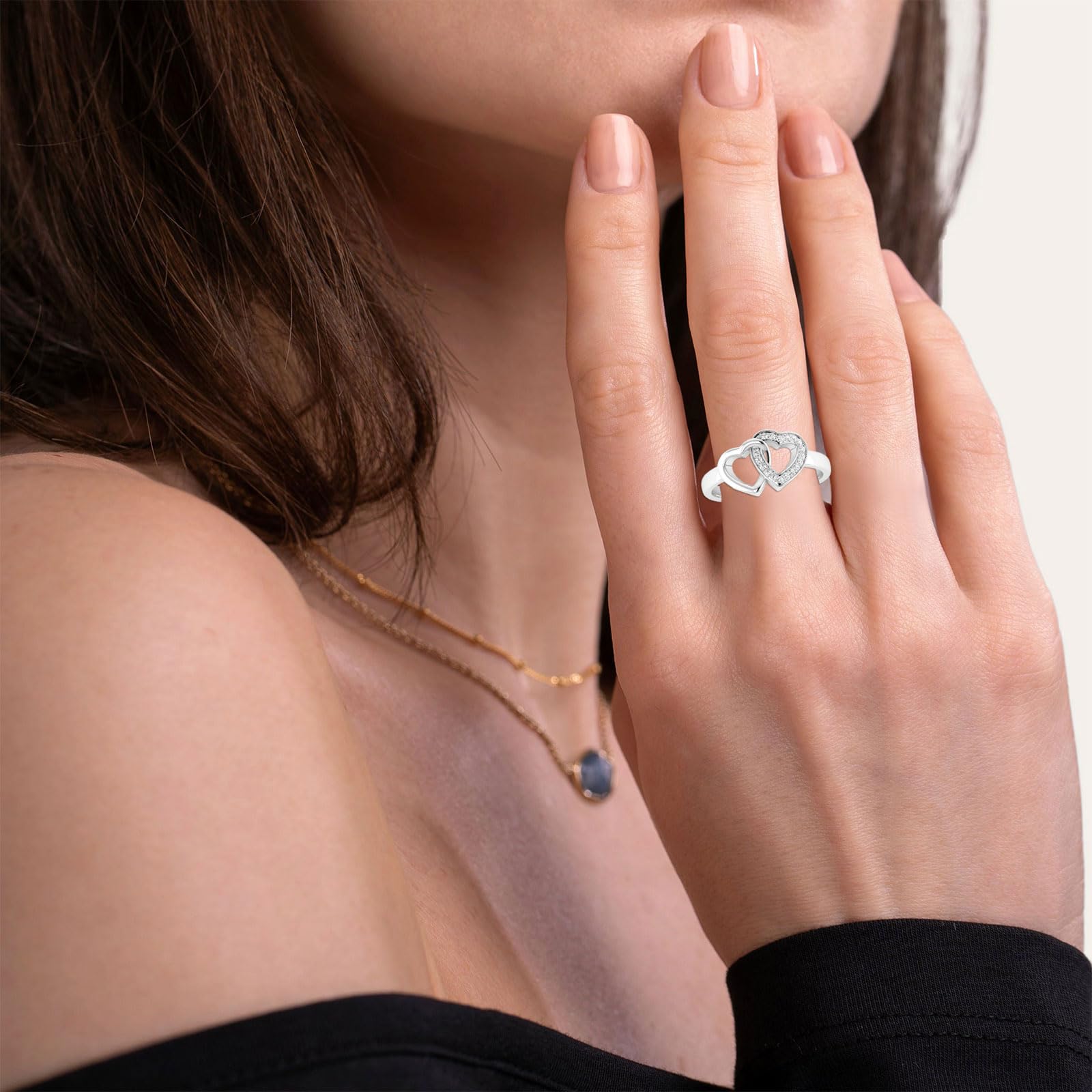 CTIEIP 10K 14K 18K Gold Diamond Infinity Heart/Diamond Heart Promise Ring for Women Jewelry Gift for Her (G-H Color, I2-I3 Clarity)…
