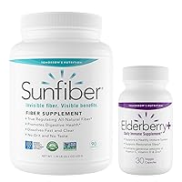 Sunfiber 90-Day Powder (90 Servings) and Elderberry Plus (30 Servings) Bundle, Low FODMAP Digestive and Immunity