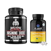 Dr. Emil's Health Duo - L Arginine (3150mg) Nitric Oxide Supplement & Total Gut Complex for Muscle Growth, Vascularity, Endurance, Heart Health, and Gut Health - 90 Tablets + 30 Day Supply