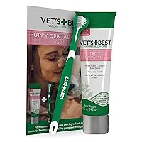 Vet’s Best Puppy Dental Kit – Toothbrush & Toothpaste for Puppies – Dog Tooth Brushing Kit – 3.5 Ounces
