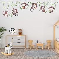 Monkey Wall Stickers Jungle Wall Decor Safari Wall Decals for Kids Baby Boys Room Nursery Wall Decor Home Decoration for Bedroom Playroom