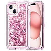 for iPhone 15/15 Plus/15 Pro Max, Liquid Glitter Case Luxury Floating Bling Sparkle Shockproof Cover Compatible with iPhone 15/15 Plus/15 Pro Max (Pink, iPhone 15 Plus)
