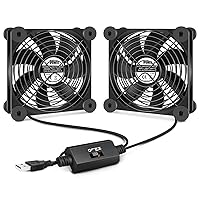 iPower Quiet Cooling Fan 120mm Dual USB Case Fan with Speed Controller for Receiver DVR/Playstation/Xbox/Computer Cabinet Cooling Black