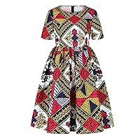 2020 Summer Toddler Little Girls African Dresses, Girl Ethnic Boho Print Style Long Maxi Dress 7-12 Years Gold