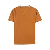 Men's Bottoming Shirt Knitted Stretch Fitness Slim Fit T-Shirts Knitted Short-Sleeved T-Shirt V Neck Tee Top Gym