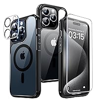 TAURI Magnetic for iPhone 15 Pro Max Case Black, [Designed for Magsafe] with 2X Screen Protector + 2X Camera Lens Protector, Military-Grade Drop Protection Slim Case for iPhone 15 Pro Max