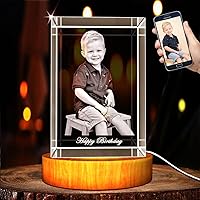 Personalized Custom 3D Holographic Photo Etched Engraved Inside The Crystal with Your Own Picture (Birthday, Wedding Gift, Memorial, Mother's Day, Valentine's, Christmas, Personalized)