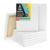 Arteza Paint Canvases for Painting, Pack of 12, 8 x 10 Inches, Blank White Stretched Canvas Bulk, 100% Cotton, 8 oz Gesso-Primed, Art Supplies for Adults and Teens, Acrylic Pouring and Oil Painting