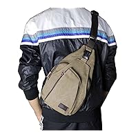 Men's Vintage Canvas Backpack Shoulder Sling Bicycle Chest Hiking Crossbody Bag