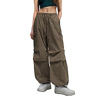 Fengbay Parachute Pants for Women, Y2K Low Waist Elastic Drawstring Parachute Pants Cargo Pants Women Baggy with Pockets