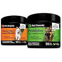 Pet Honesty Hemp Hip & Joint Health + Digestive Probiotics Soft Chew Supplement Bundle - Allergy Relief, Glucosamine for Dogs, Turmeric, MSM, Joint Support for Dogs, Omega 3 Fish Oil, Hemp Oil