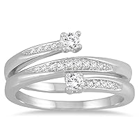 1/4 Carat TW Two Stone Diamond Wrap Ring in 10K White Gold