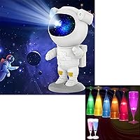 Astronaut Star Projector Galaxy Night Light+Glowing Party Cups, 360° Space Buddy Projector Nebula Starry Sky Ceiling LED Lamp with Timer & Remote, Gift for Kids Adults Bedroom Decor, Christmas