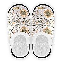 Flowers Sunflowers Womens Mens Slippers Russian Floral Leaves Home Spa Slippers Memory Foam Closed Toe Slipper Non Slip for House Hotel Bedroom Travel Shoes M