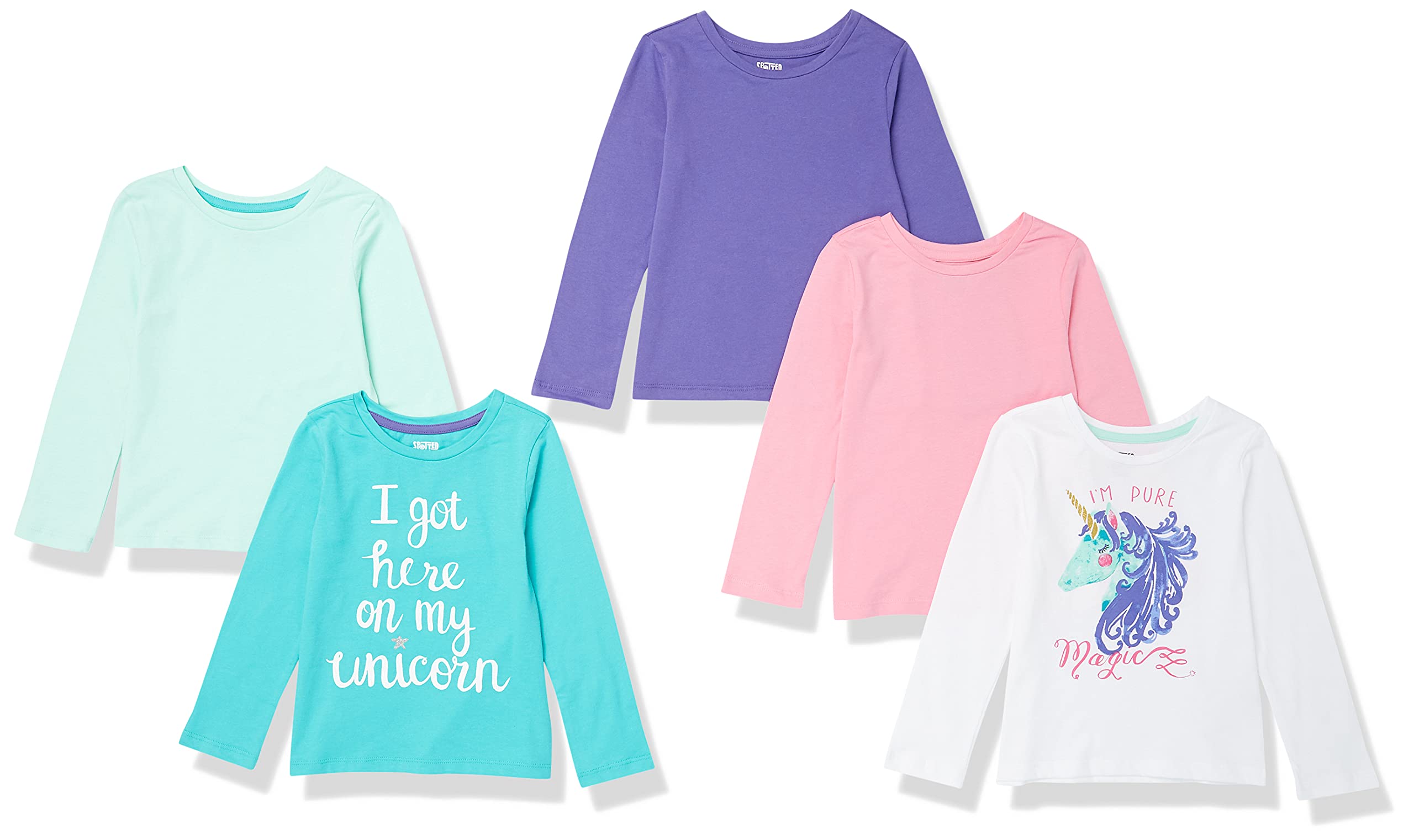Amazon Essentials Girls and Toddlers' Long-Sleeve T-Shirts (Previously Spotted Zebra), Multipacks