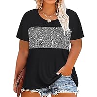 RITERA Plue Size Tops for Women Short Sleeve Crewneck Summer Casual Tshirts Oversized Loose Fit Tunic Blouses XL-5XL