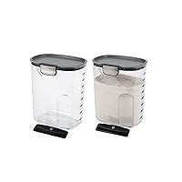 Progressive International ProKeeper+ Clear Plastic Airtight Food Baker's Kitchen Storage Organization Container Canister Set with Magnetic Accessories, 2- Piece Set (Flour 4-Quart)