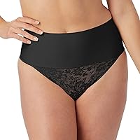 Women's Lace Thong Shapewear, Firm Control Shaping Thong with Lace, Moisture-Wicking Shapewear