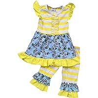 BNY Corner Little Girl Cute Floral Summer Dress Ruffles Pants Outfit Set 2T-8