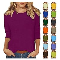 Ladies Tops and Blouses, Women Casual Pack Plus Size Crew Neck Summer Business 2024 of Cotton Shirt, S, 5XL