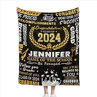 Personalized Graduation Gifts 2024 High School Blanket, Customized Graduation Gift for Girls Boys,College Graduation Gifts (Custom Blanket-03)