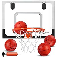 Indoor Basketball Hoop Over The Door with Audio Scoring and Batteries | Mini Basketball Hoop for Door | Mini Hoops Office Bedroom Basketball Hoop Gifts for Boys and Girls 3 4 5 6 7 8-12